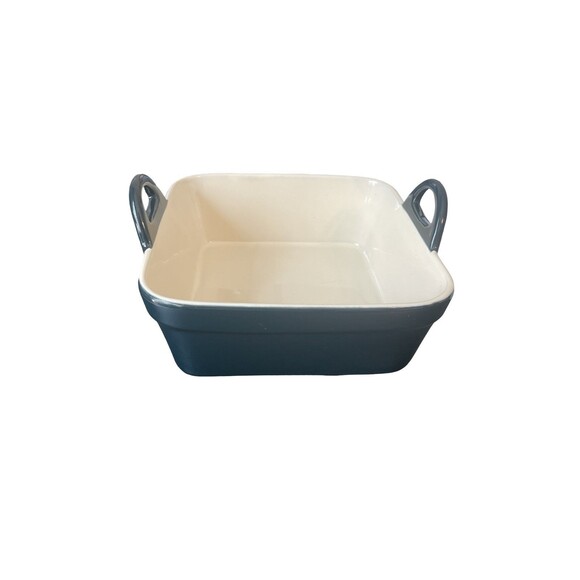 World Market Green Ceramic Bakeware Dish with Handles blue square - Picture 9 of 12